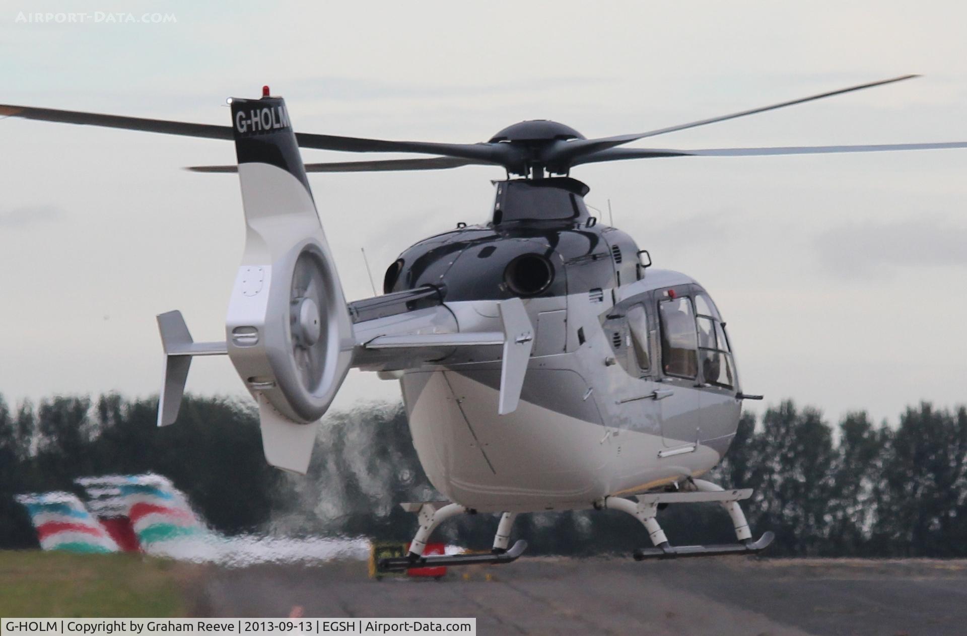 G-HOLM, 2007 Eurocopter EC-135T-2+ C/N 0574, Departing from Norwich.