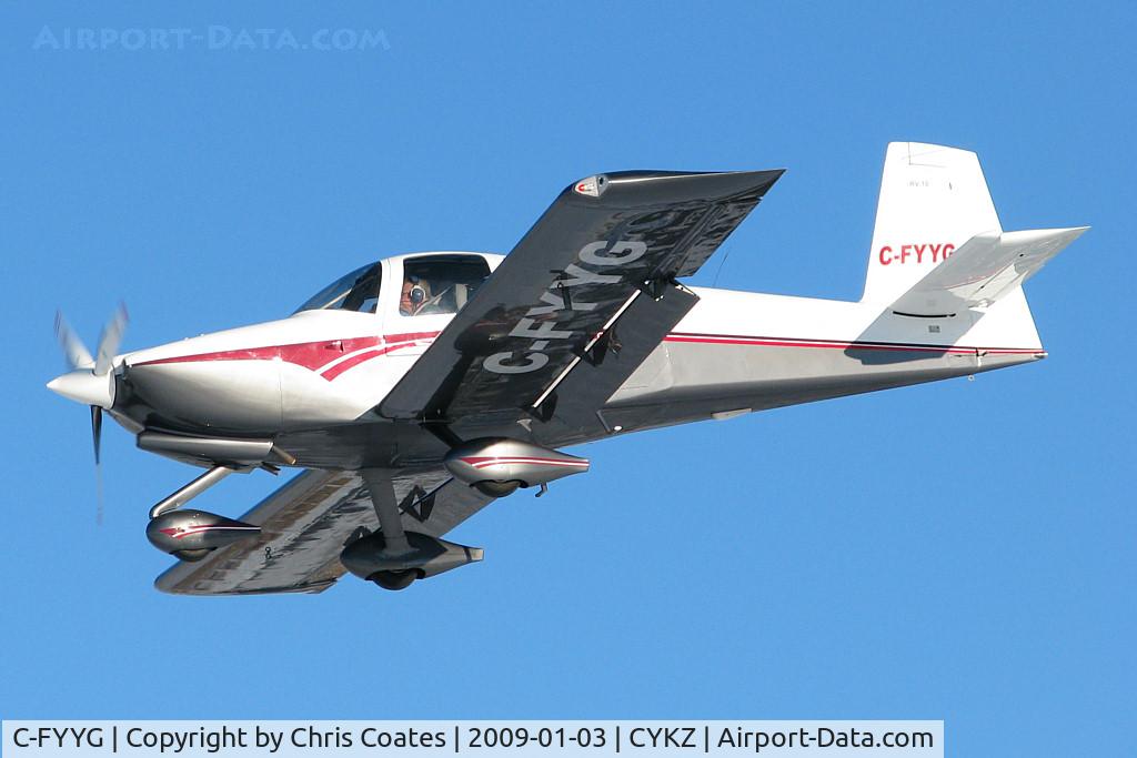 C-FYYG, 2007 Vans RV-10 C/N 40474, This homebuilt was over the numbers for runway 33 on this cold winter's day. It was visiting from Brampton Airport (CNC3) that's on the northwest corner of the greater Toronto area.