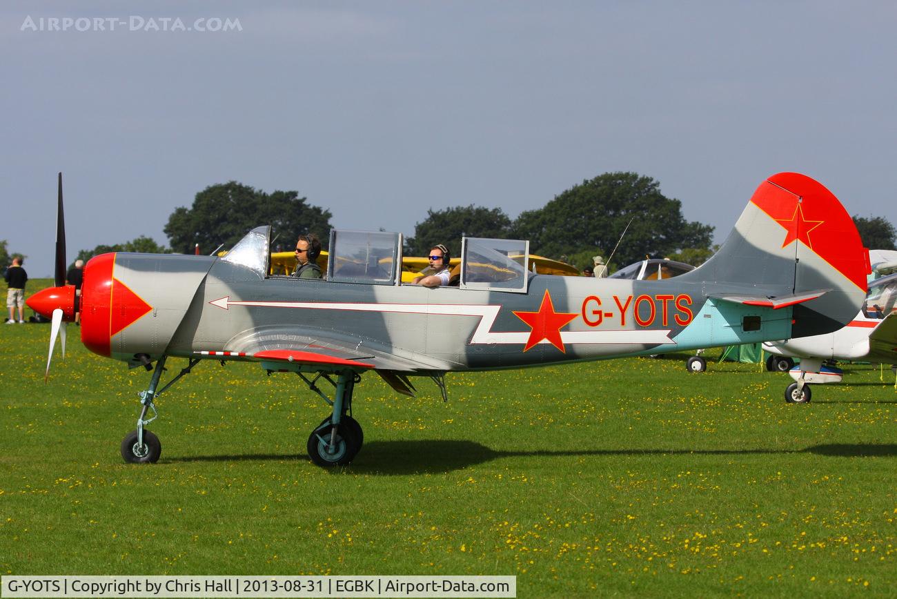 G-YOTS, 1990 Bacau Yak-52 C/N 9010308, at the LAA Rally 2013, Sywell