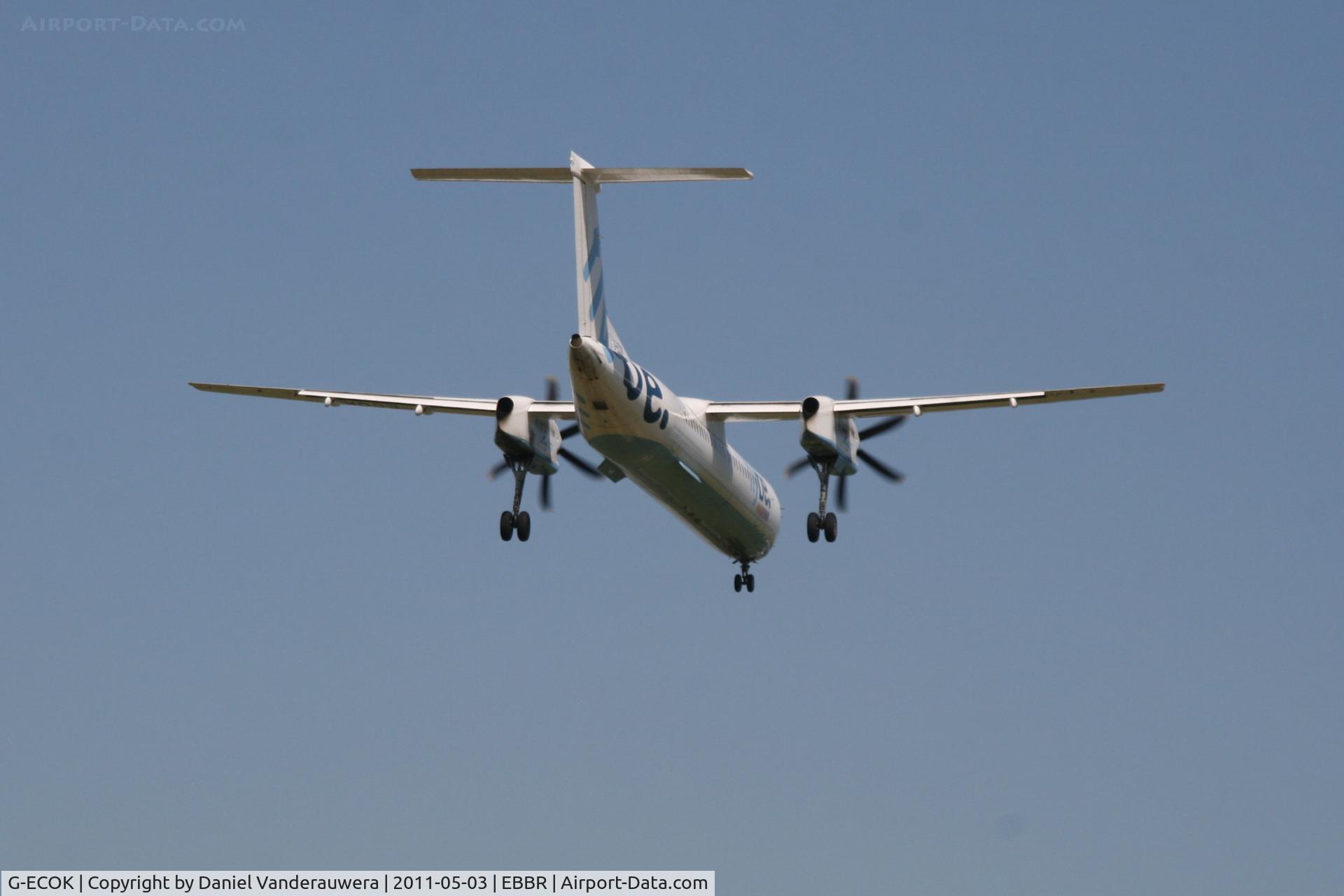 G-ECOK, 2008 Bombardier DHC-8-402Q Dash 8 C/N 4230, Flight BE1845 is descending to RWY 02