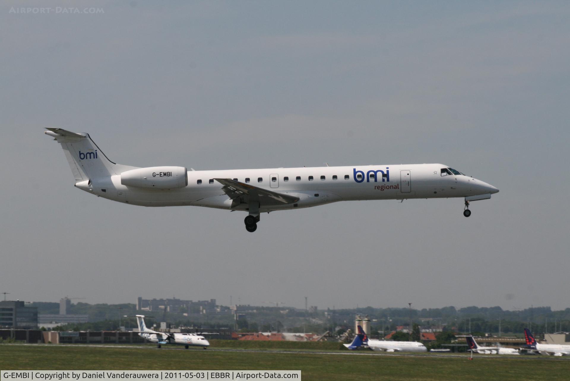 G-EMBI, 1999 Embraer EMB-145EU (ERJ-145EU) C/N 145126, Flight BD1627 is descending to RWY 02