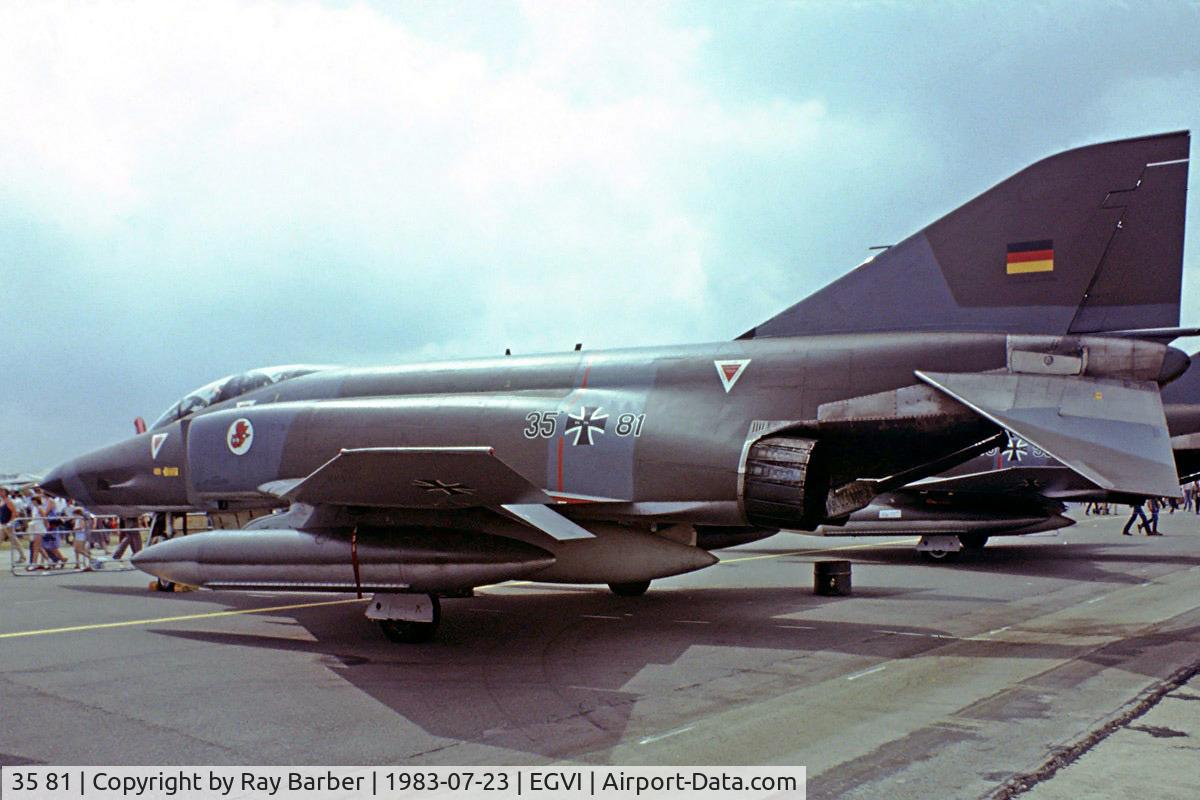 35 81, 1969 McDonnell Douglas RF-4E Phantom II C/N 4184, McDonnell-Douglas RF-4E Phantom II [4184] (German Air Force) RAF Greenham Common~G 23/07/1983. Taken from a slide.