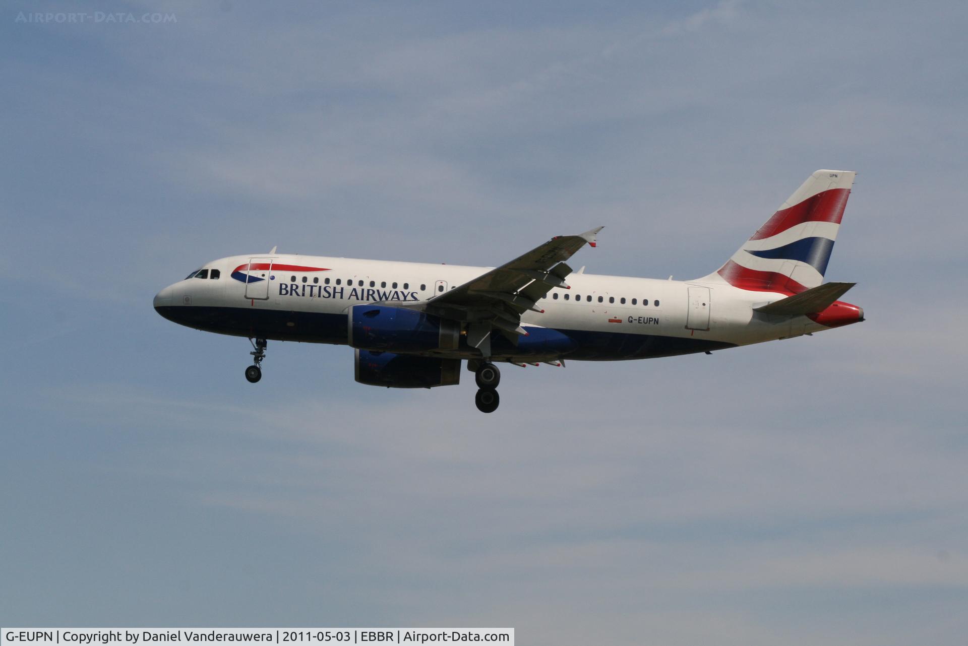 G-EUPN, 2000 Airbus A319-131 C/N 1261, Arrival of flight BA394 to RWY 02