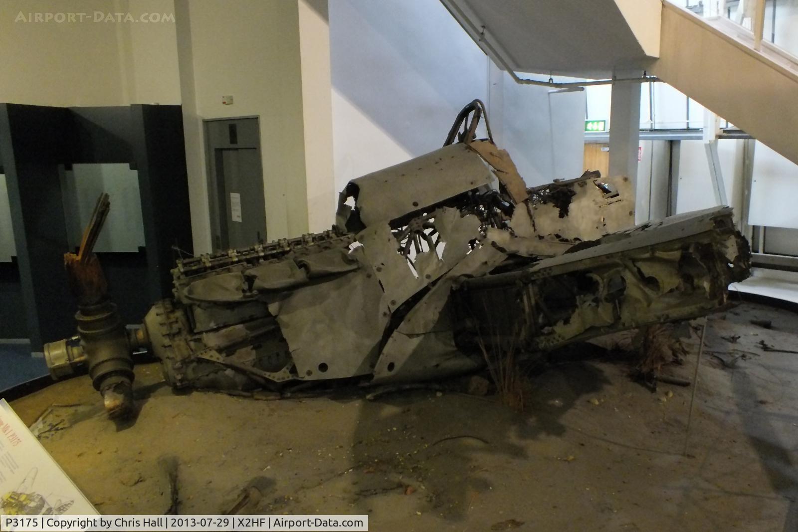 P3175, Hawker Hurricane I C/N Not found P3175, Wreckage of Hurricane I P3175 shot down over the Essex coast in August 1941 with the loss of PO Gerard Maffett. Displayed at the RAF Museum, Hendon