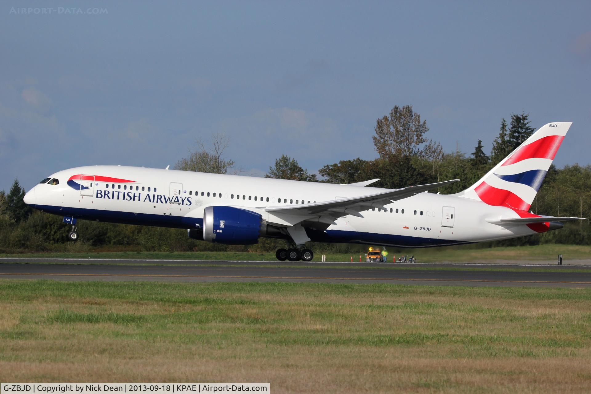 G-ZBJD, 2013 Boeing 787-8 Dreamliner C/N 38619, KPAE/PAE Boeing 453 departs on the 2nd test flight.