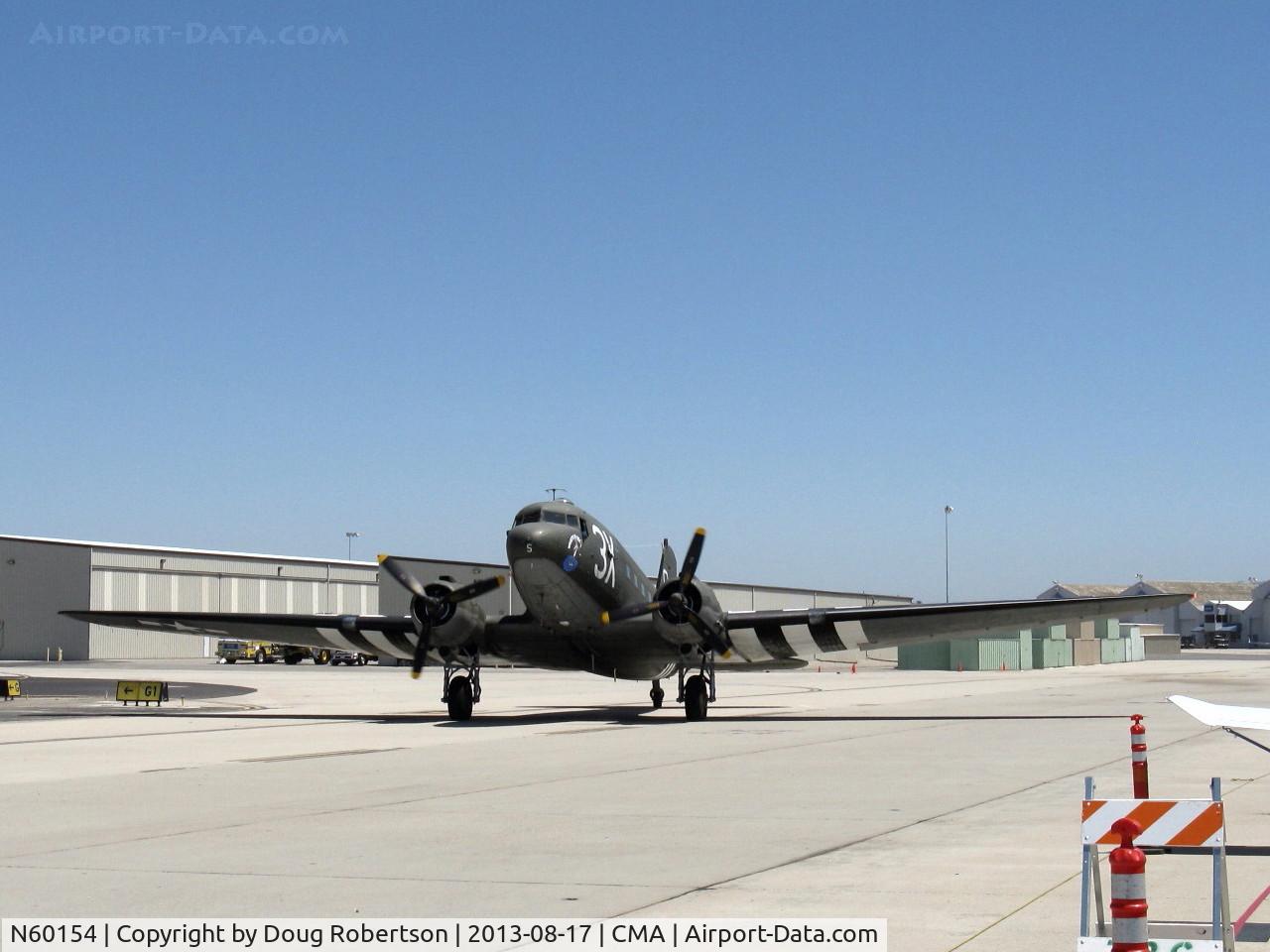 N60154, 1943 Douglas C-47B-25-DK Skytrain (Dakota III) C/N 16007/32755, 1943 Douglas DC-3C as C47B 'What's Up Doc?', two P&W R-1830-92 14 cylinder radials 1,200 Hp each, taxi back after landing Rwy 26