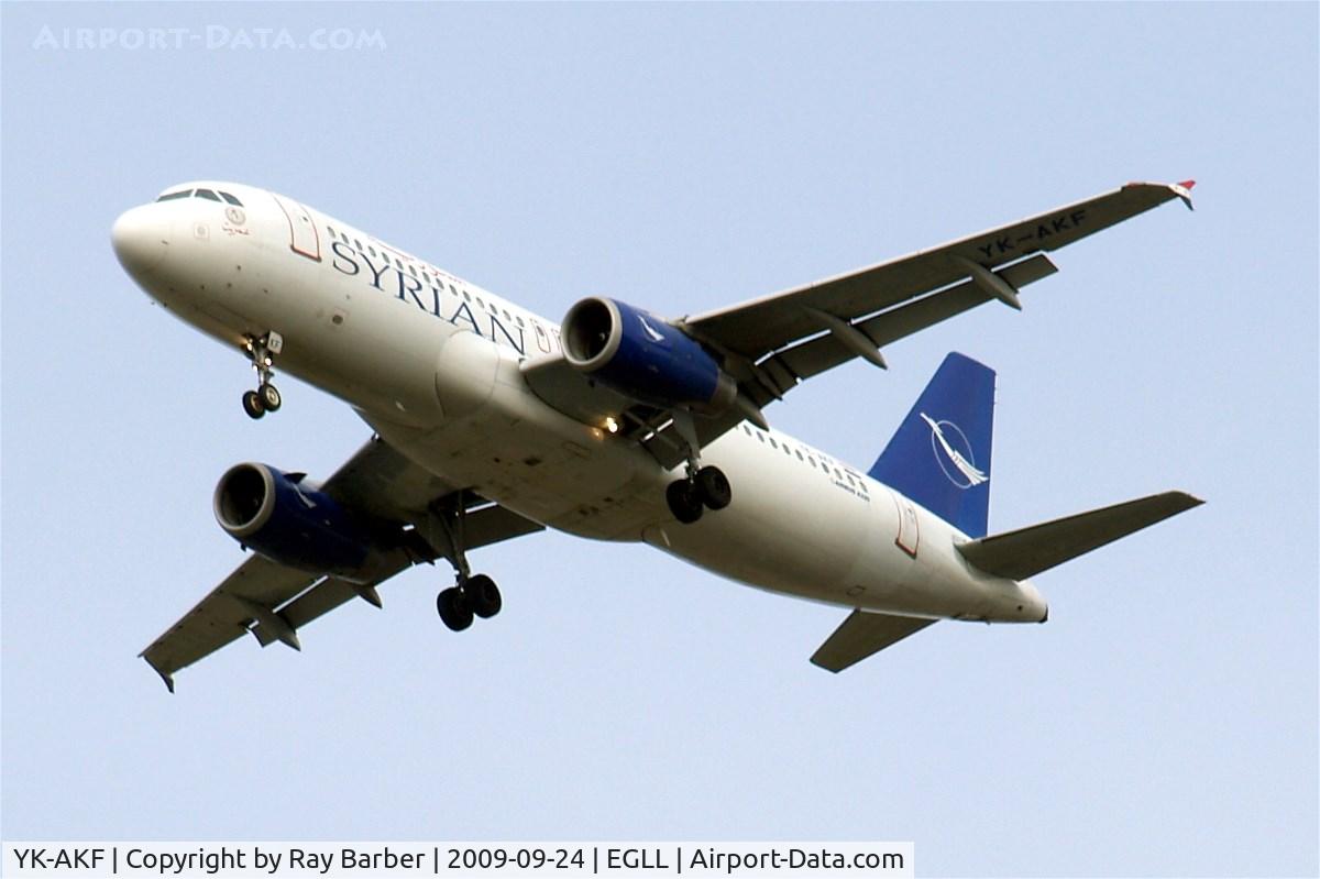 YK-AKF, 1999 Airbus A320-232 C/N 1117, YK-AKF   Airbus A320-232 [1117] (Syrianair) Home~G 24/09/2009. On approach 27R