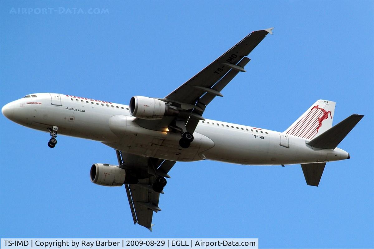 TS-IMD, 1991 Airbus A320-211 C/N 0205, Airbus A320-211 [0205] (Tunisair) Home~G 29/08/2009. On approach 27R.