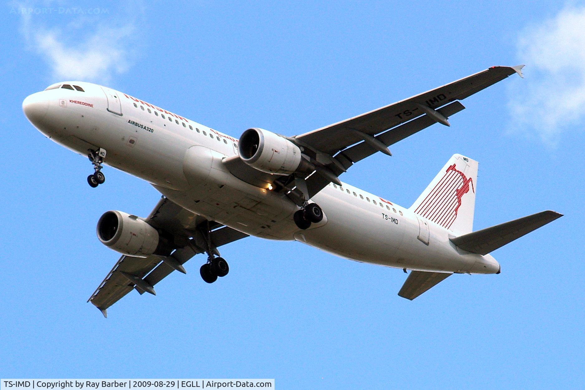 TS-IMD, 1991 Airbus A320-211 C/N 0205, Airbus A320-211 [0205] (Tunisair) Home~G 29/08/2009. On approach 27R.