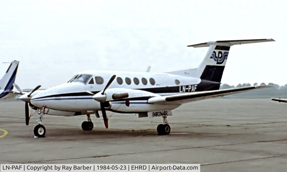 LN-PAF, 1979 Beech 200 Super King Air C/N BB-490, Beech 200 Super King Air [BB-490] (Parinair) Rotterdam~PH 23/05/1984. Taken from a slide.