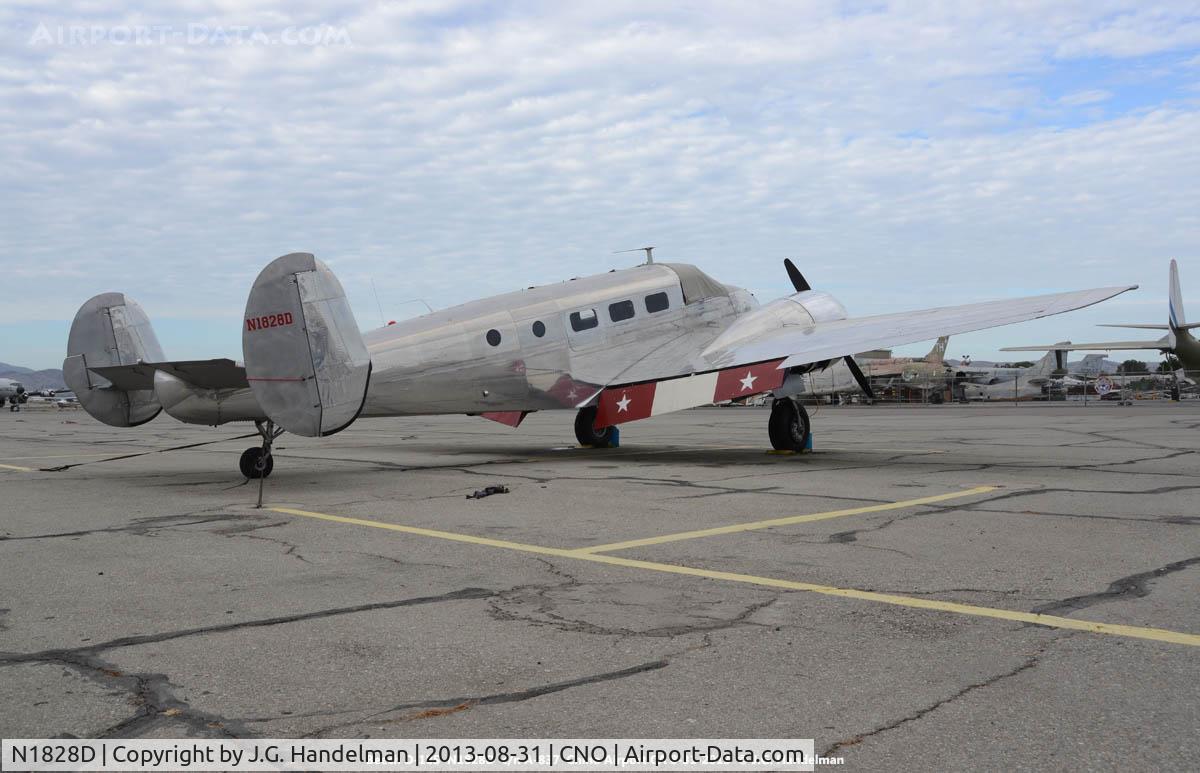 N1828D, 1952 Beech D18S C/N A-837, At Chino CA.