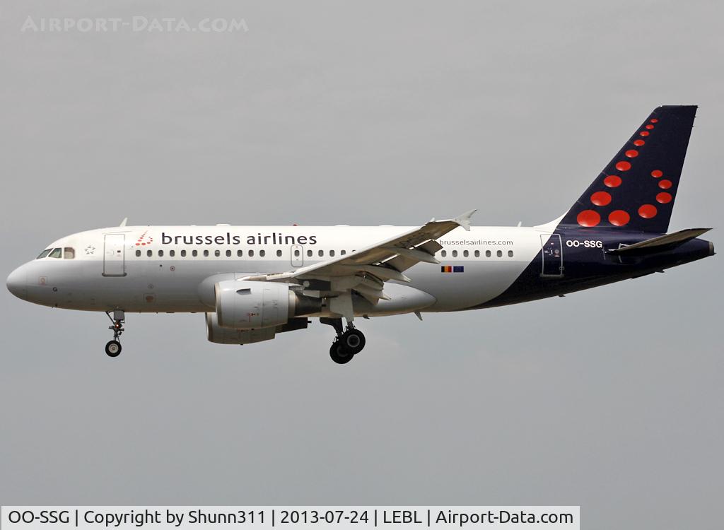 OO-SSG, 2000 Airbus A319-112 C/N 1160, Landing rwy 25R