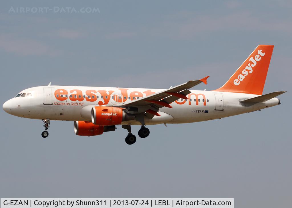 G-EZAN, 2006 Airbus A319-111 C/N 2765, Landing rwy 25R