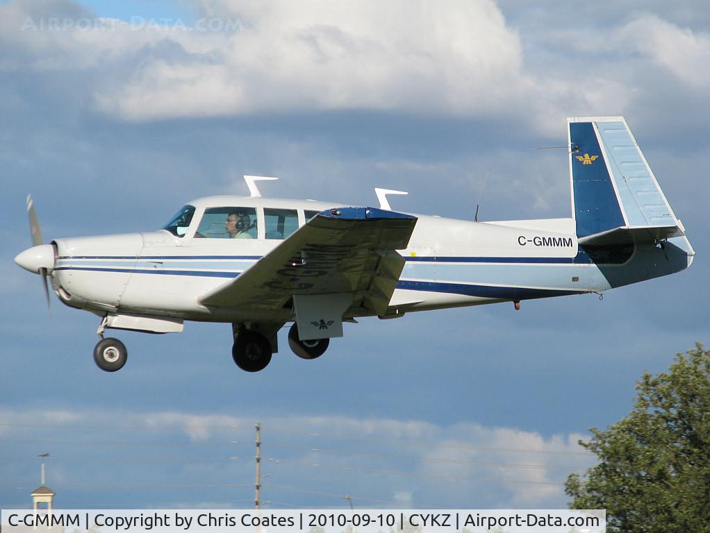 C-GMMM, 1975 Mooney M20F Executive C/N 22-1269, This blue Mooney was about to land on runway 33 that's 4,000 ft long. This fine airplane lives at this busy airport.