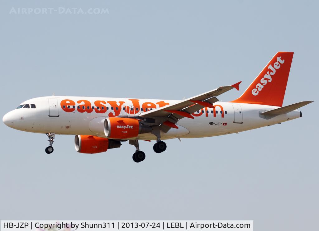 HB-JZP, 2005 Airbus A319-111 C/N 2427, Landing rwy 25R with 'The web's favorite airline' titles removed