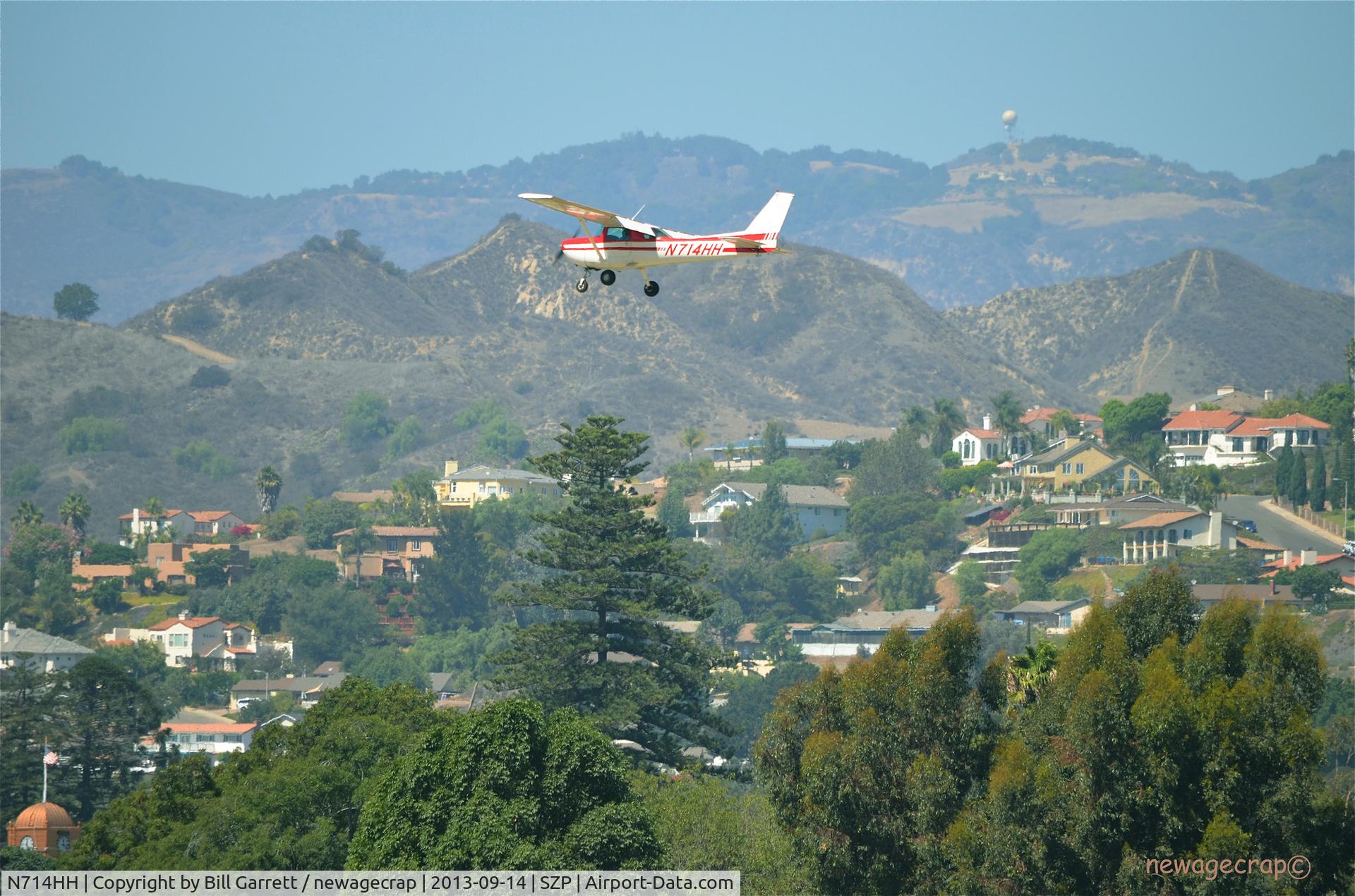 N714HH, 1977 Cessna 150M C/N 15079185, I took this photo in Santa Paula, California. It's a beautiful spot to take aviation pictures.