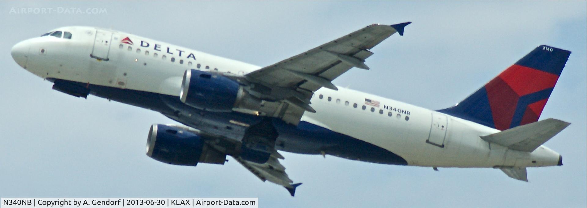 N340NB, 2002 Airbus A319-114 C/N 1714, Delta, seen here climbing out Los Angeles Int´l(KLAX)