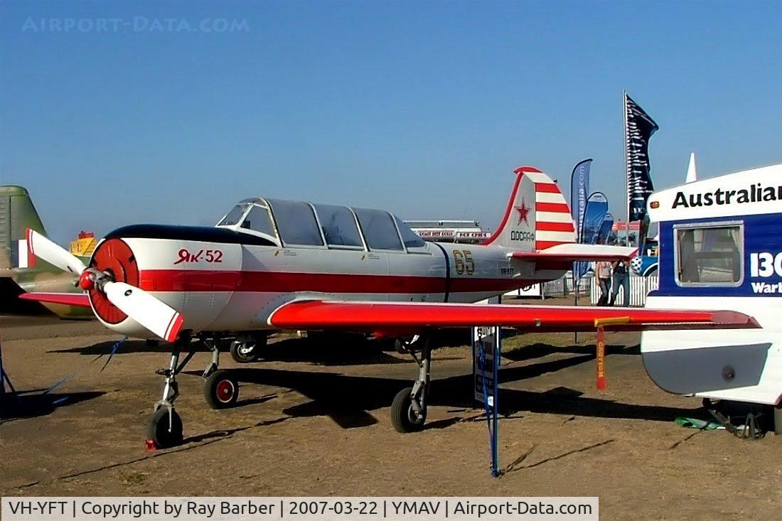 VH-YFT, Yakovlev Yak-52 C/N 888708, Yakovlev Yak-52 [888708] Avalon~VH 22/03/2007