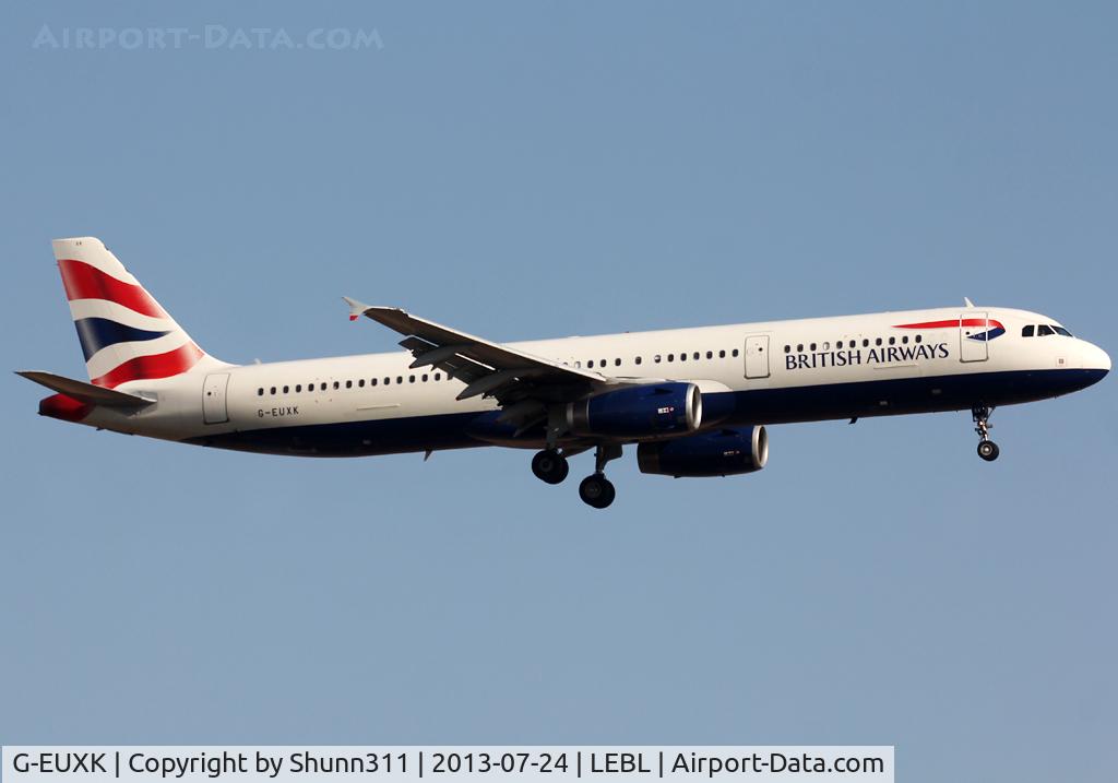 G-EUXK, 2007 Airbus A321-231 C/N 3235, Landing rwy 25R