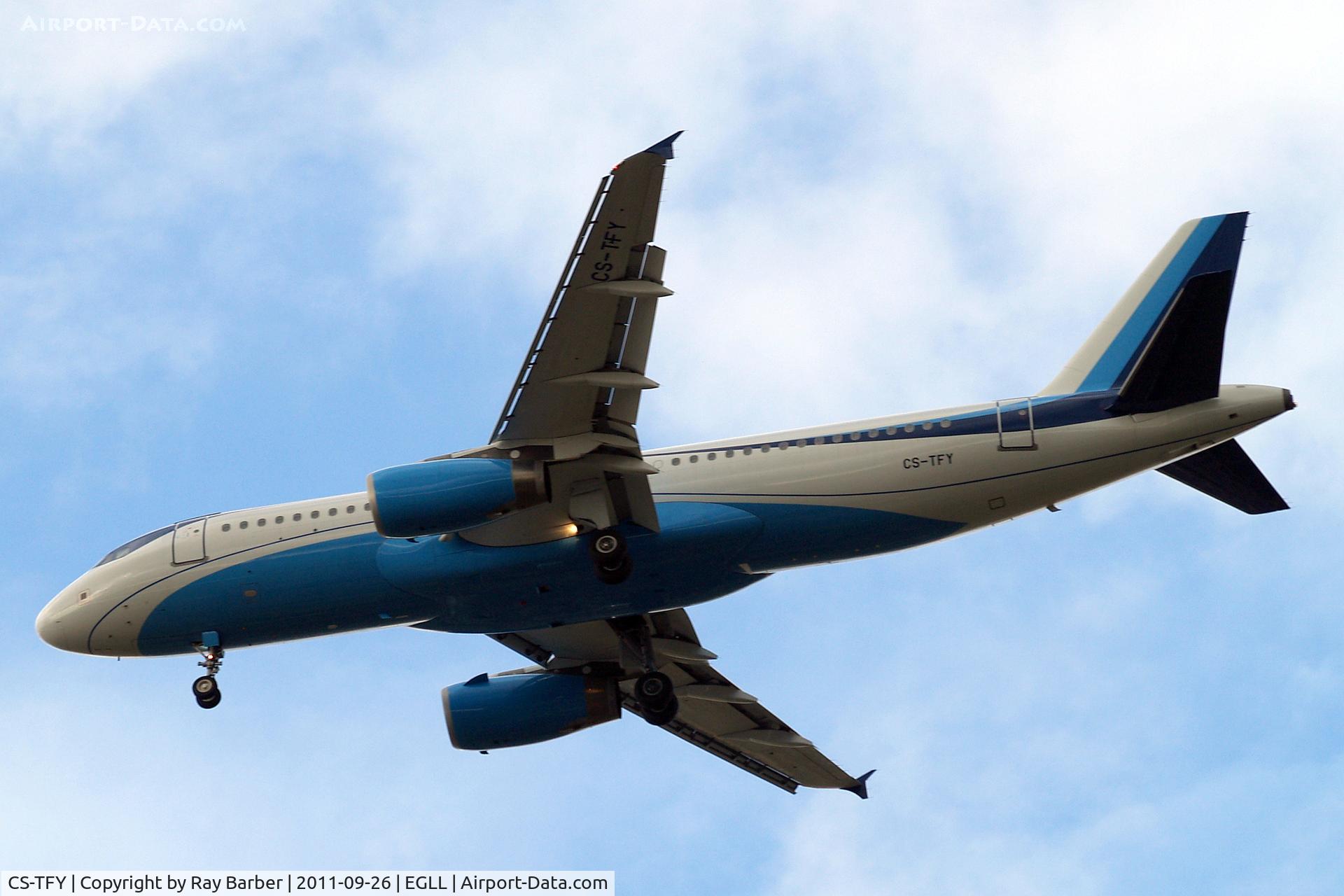 CS-TFY, 2002 Airbus A320-232 C/N 1868, Airbus A320-232 [1868] (Masterjet) Home~G 26/09/2011. On approach 27R