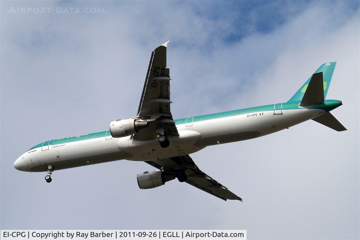 EI-CPG, 1999 Airbus A321-211 C/N 1023, Airbus A321-211 [1023] (Aer Lingus) Home~G 26/09/2011. On approach 27R now minus airlingus.com titles.