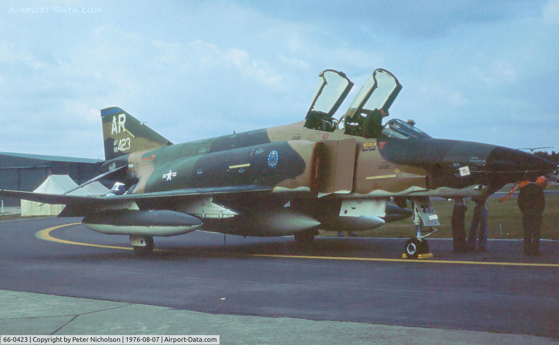 66-0423, 1966 McDonnell RF-4C Phantom II C/N 2172, RF-4C Phantom II of RAF Alconbury's 10th Tactical Reconnaissance Wing seen at RAF Woodbridge in the Summer of 1976.