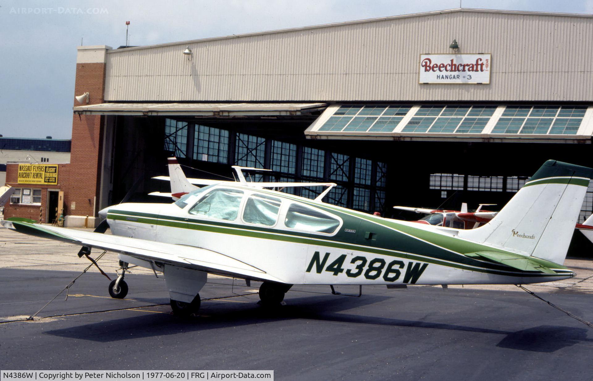 N4386W, 1974 Beech F33A Bonanza C/N CE487, This Beech Bonanza F33A resident at Republic in the mid-Seventies was seen in the Summer of 1977.