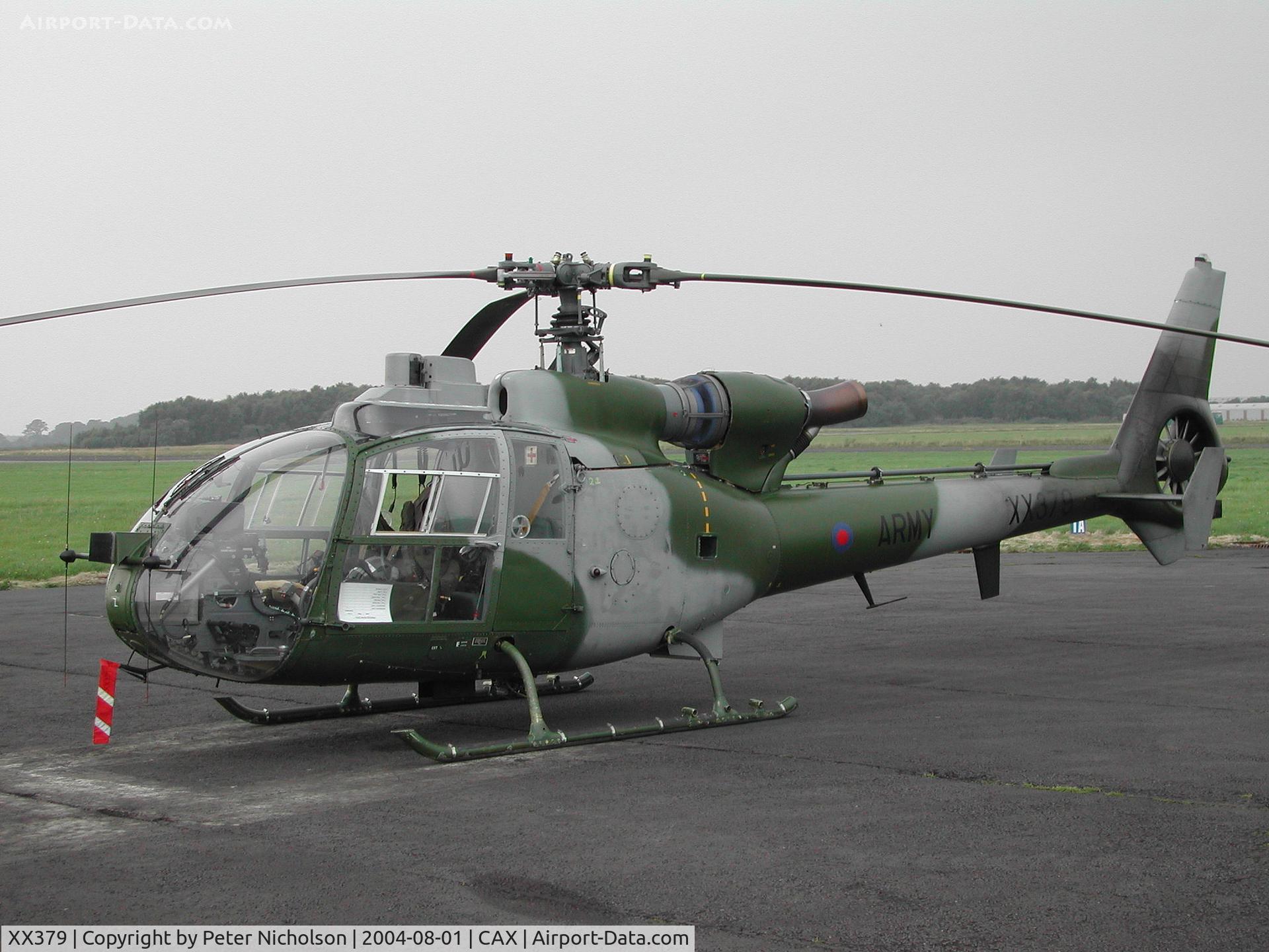 XX379, 1974 Westland SA-341B Gazelle AH1 C/N 1261, This Army Air Corps Gazelle AH.1 of 669 Squadron visited Carlisle in the Summer of 2004.