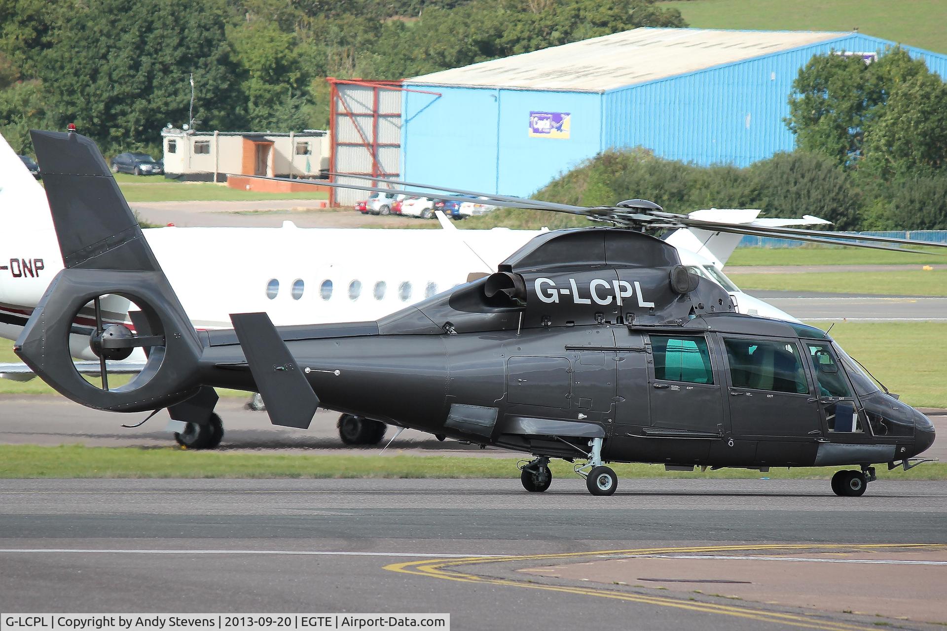 G-LCPL, 1991 Aerospatiale AS-365N-2 Dauphin C/N 6393, Taxiing for departure of R26 at Exeter