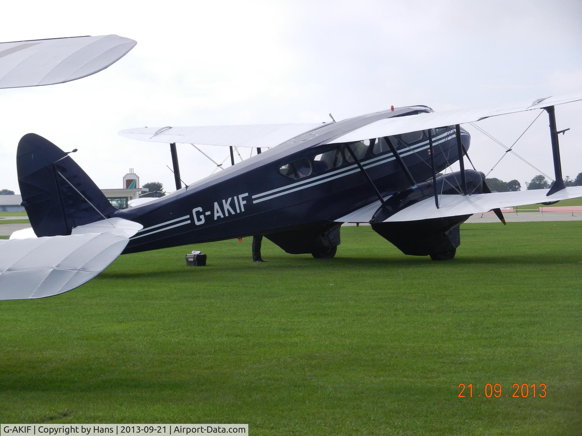 G-AKIF, 1944 De Havilland DH-89A Dominie/Dragon Rapide C/N 6838, taken at Sywell Airfield 21/09/2013