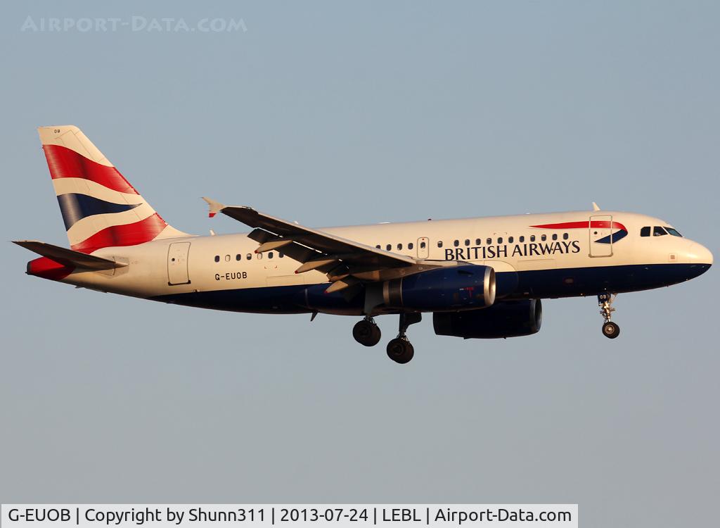 G-EUOB, 2001 Airbus A319-131 C/N 1529, Landing rwy 25R