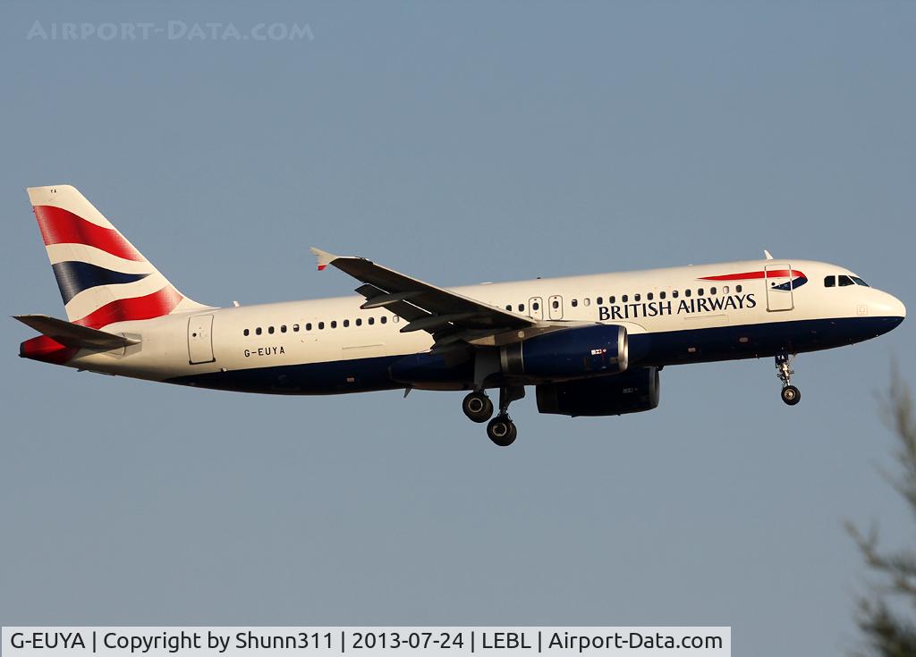 G-EUYA, 2008 Airbus A320-232 C/N 3697, Landing rwy 25R