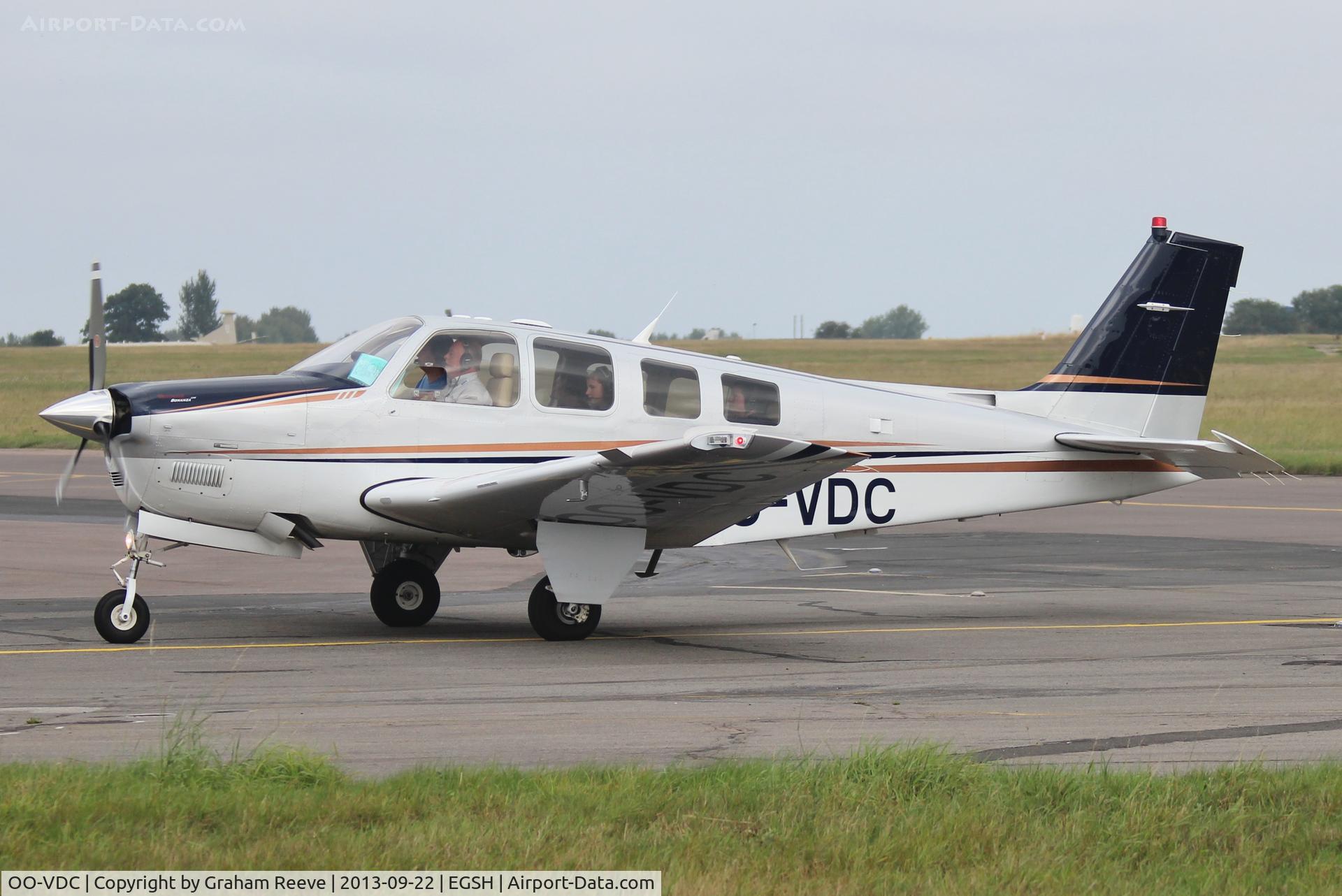 OO-VDC, Hawker Beechcraft Corp G36 Bonanza C/N E-3916, Just landed.