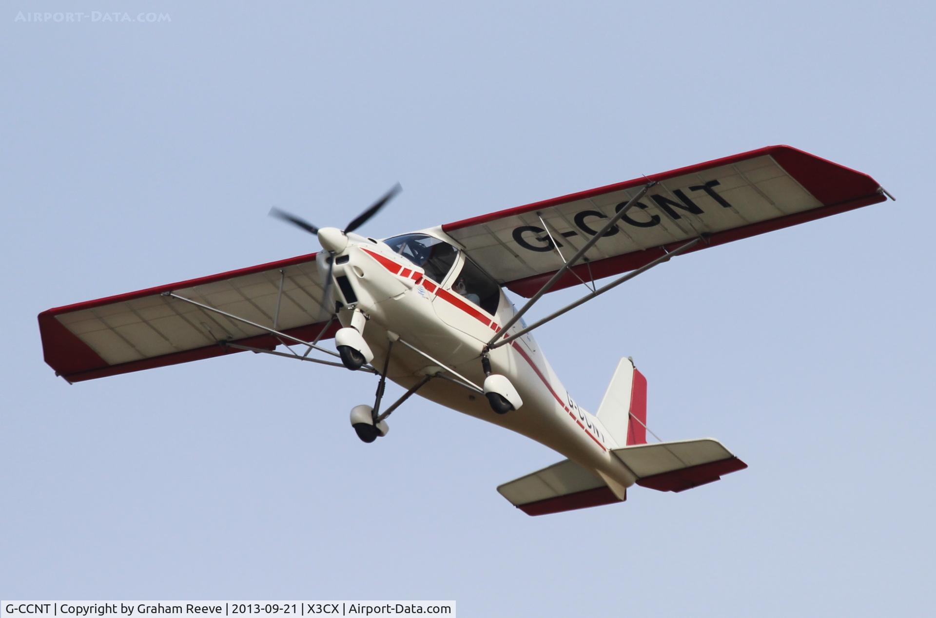 G-CCNT, 2003 Comco Ikarus C42 FB80 C/N 0311-6585, Departing from Northrepps.