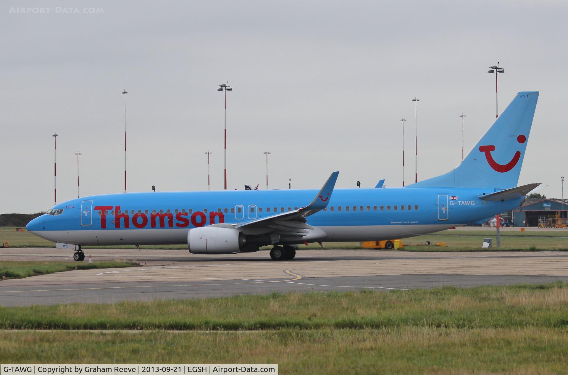 G-TAWG, 2012 Boeing 737-8K5 C/N 37266, About to depart.