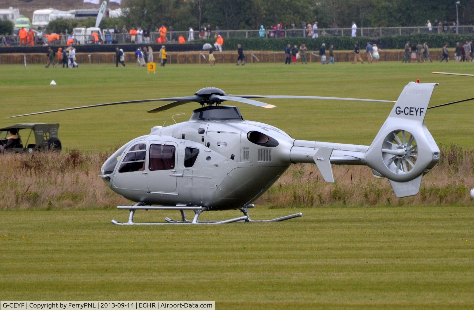 G-CEYF, 1999 Eurocopter EC-135T-1 C/N 0115, EC135 parked for the day at Goodwood Revival 2013