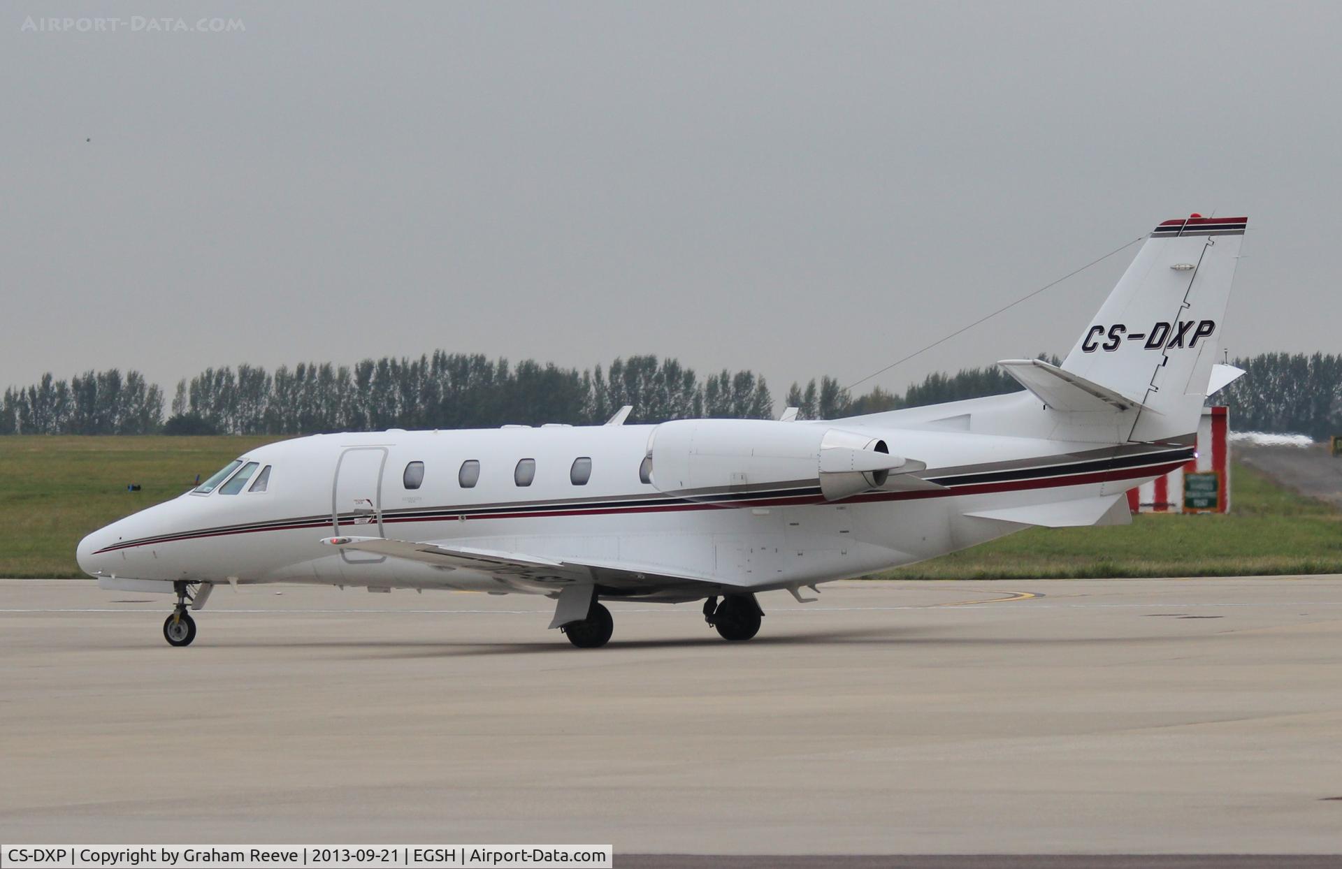 CS-DXP, 2007 Cessna 560XL Citation XLS C/N 560-5702, Just landed at Norwich.
