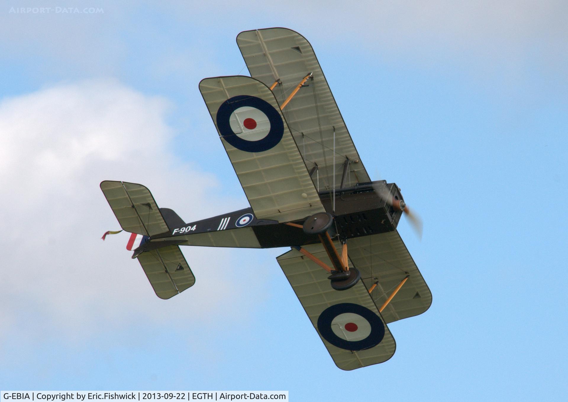 G-EBIA, 1918 Royal Aircraft Factory SE-5A C/N 654/2404, 44. F-904 in display mode at the Shuttleworth Uncovered Air Display, Sept. 2013