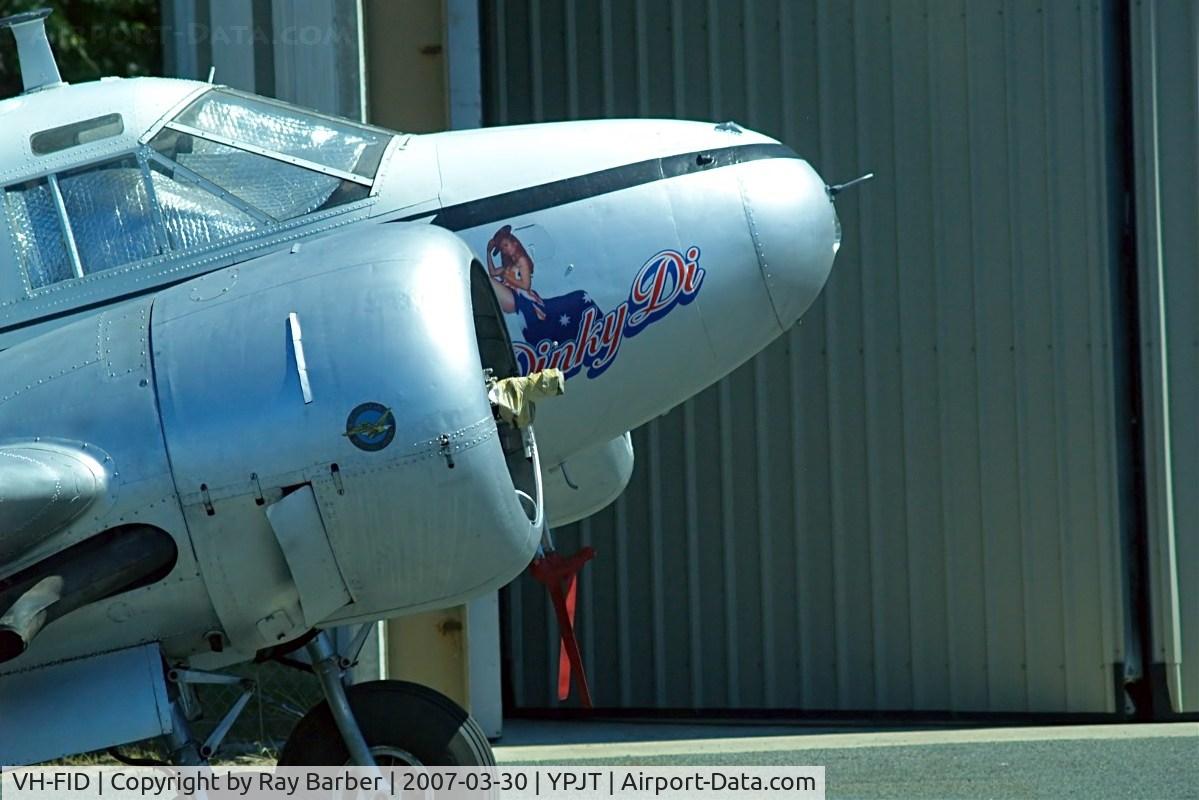 VH-FID, 1948 Beech D18-S C/N A-458, Beech D.18S [A-458] Perth-Jandakot~VH 30/03/2007. Closer view of nose art 
