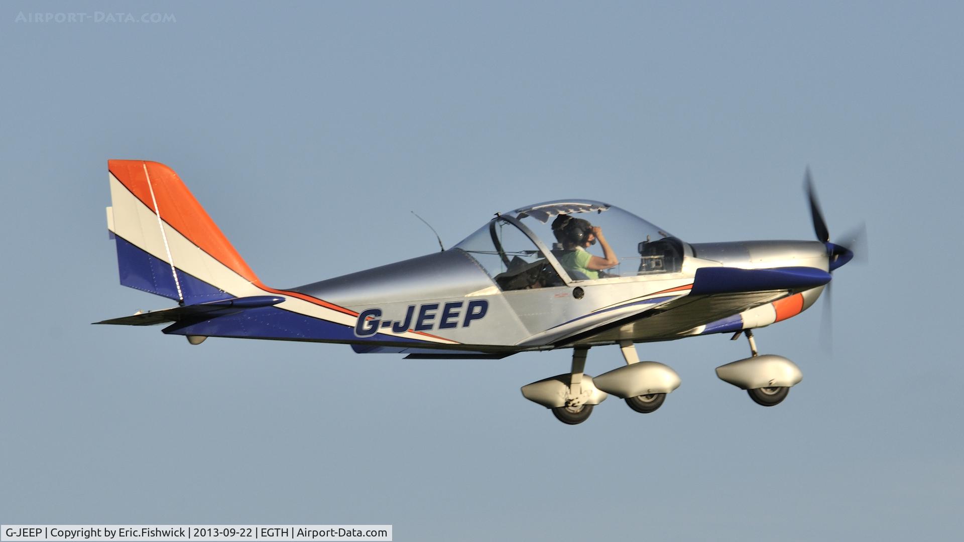 G-JEEP, 2002 Aerotechnik EV-97A Eurostar C/N PFA 315-13888, 42. G-JEEP departing the Shuttleworth Uncovered Air Display, Sept. 2013