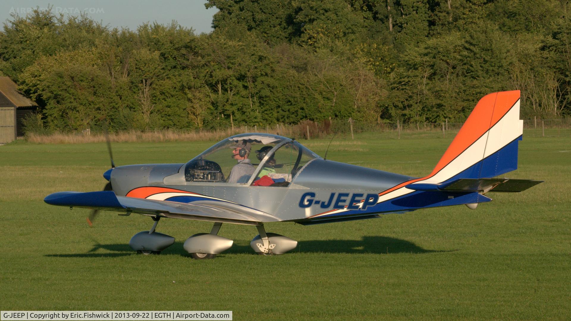 G-JEEP, 2002 Aerotechnik EV-97A Eurostar C/N PFA 315-13888, 1. G-JEEP preparing to depart the Shuttleworth Uncovered Air Dsiplay, Sept, 2013