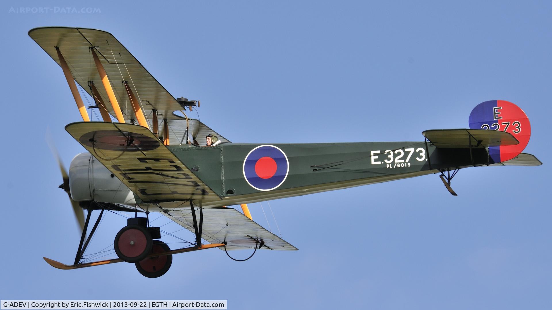 G-ADEV, 1918 Avro 504K C/N R3/LE/61400, 44. G-ADEV in spirited display mode at Shuttleworth Uncovered Air Display, Sept. 2013 - Painted to represent E3273, which served with 77 (Home Defence) Squadron at Turnhouse during 1918.