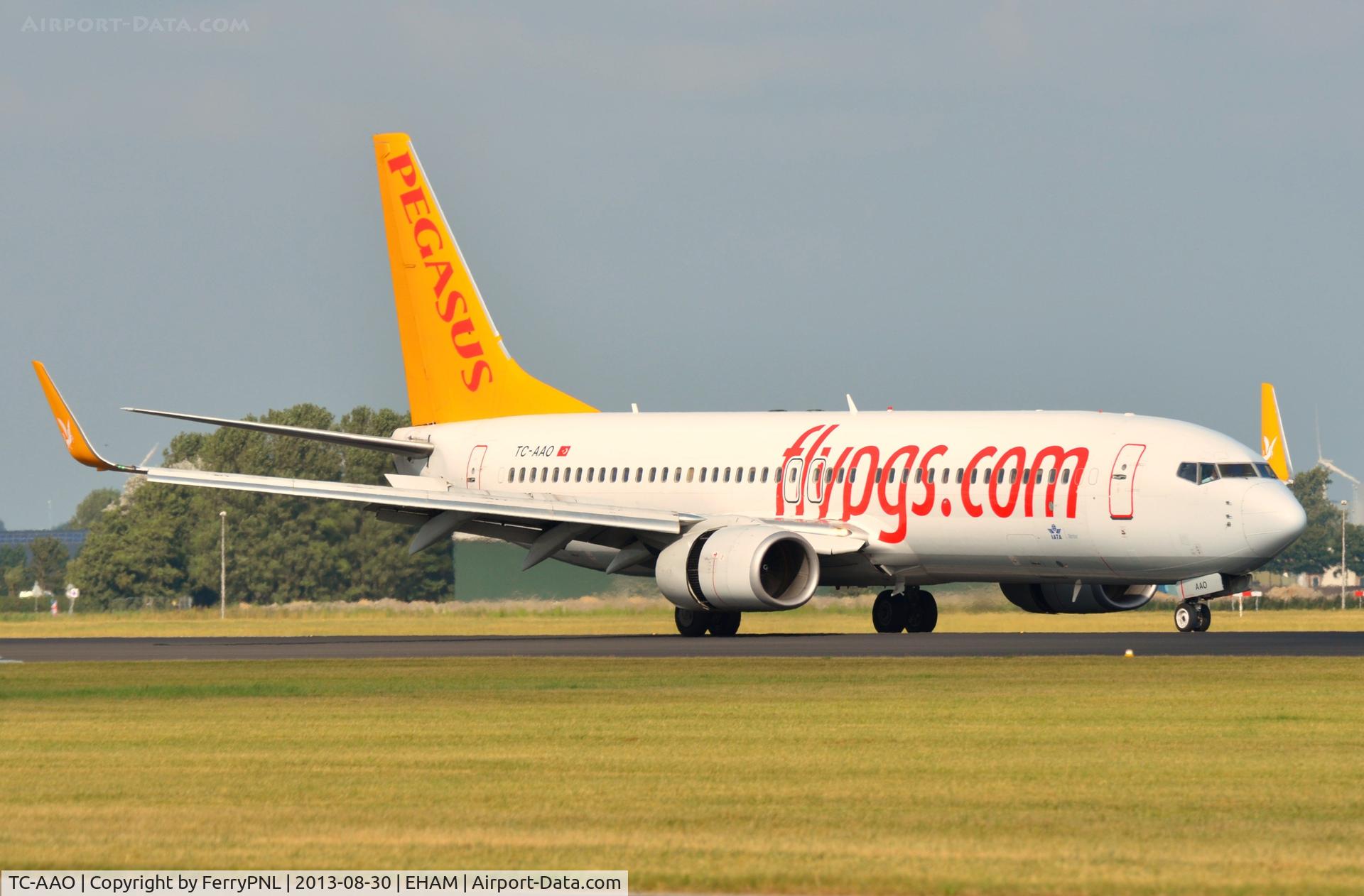 TC-AAO, 2000 Boeing 737-86N C/N 28619, Pegasus B738 landing in AMS