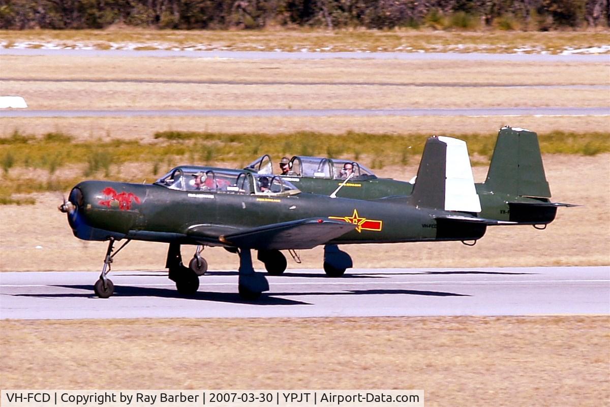 VH-FCD, 1982 Nanchang CJ-6A C/N 3832021, Nanchang CJ-6A [3832021] (Fighter Combat International) Perth-Jandakot~VH 30/03/2007. seen here in tandem tae off with VH-FCF.