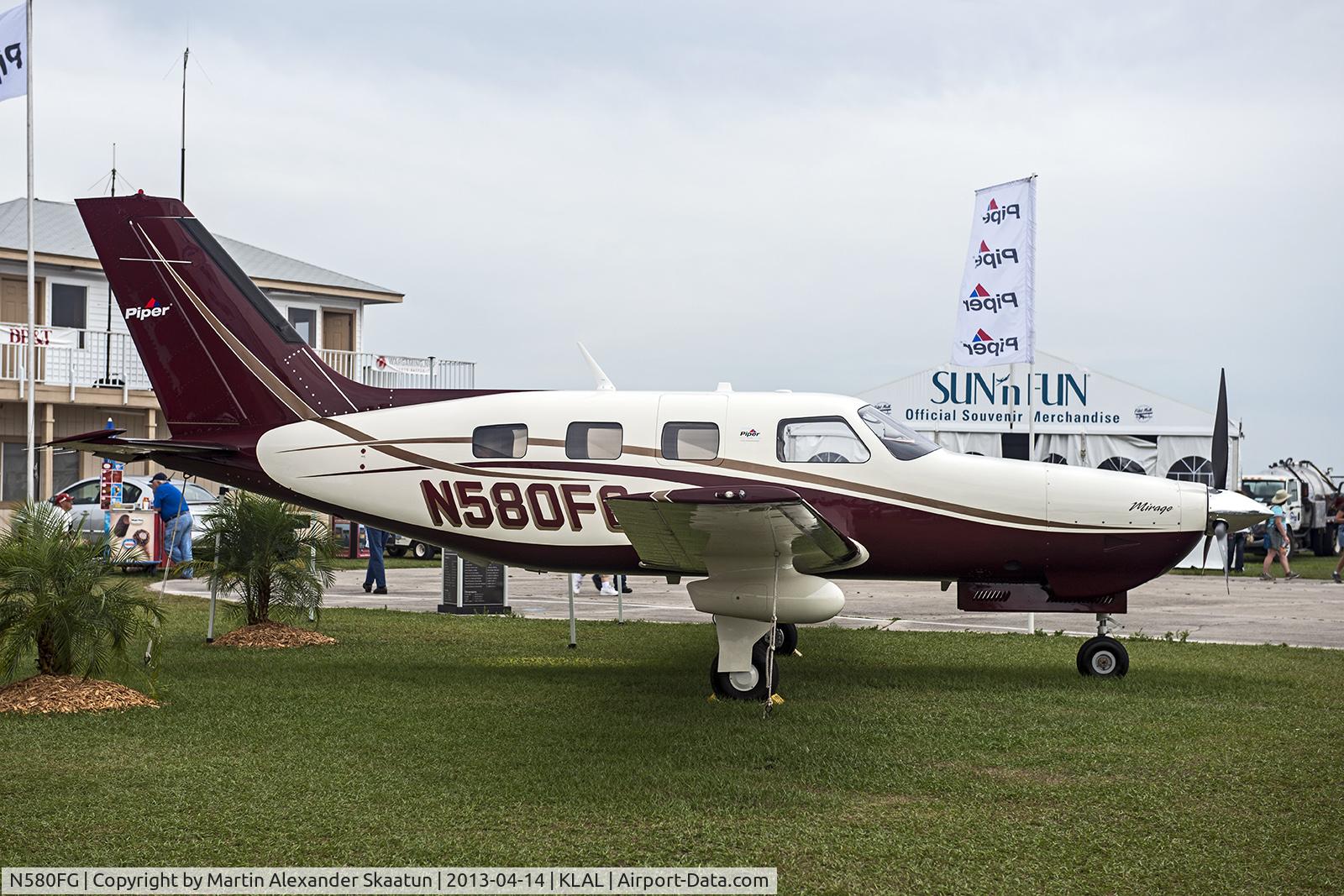 N580FG, 2013 Piper PA-46-350P Malibu Mirage C/N 4636580, Seen at Pipers static display during the 2013 Sun'N Fun Fly-in.