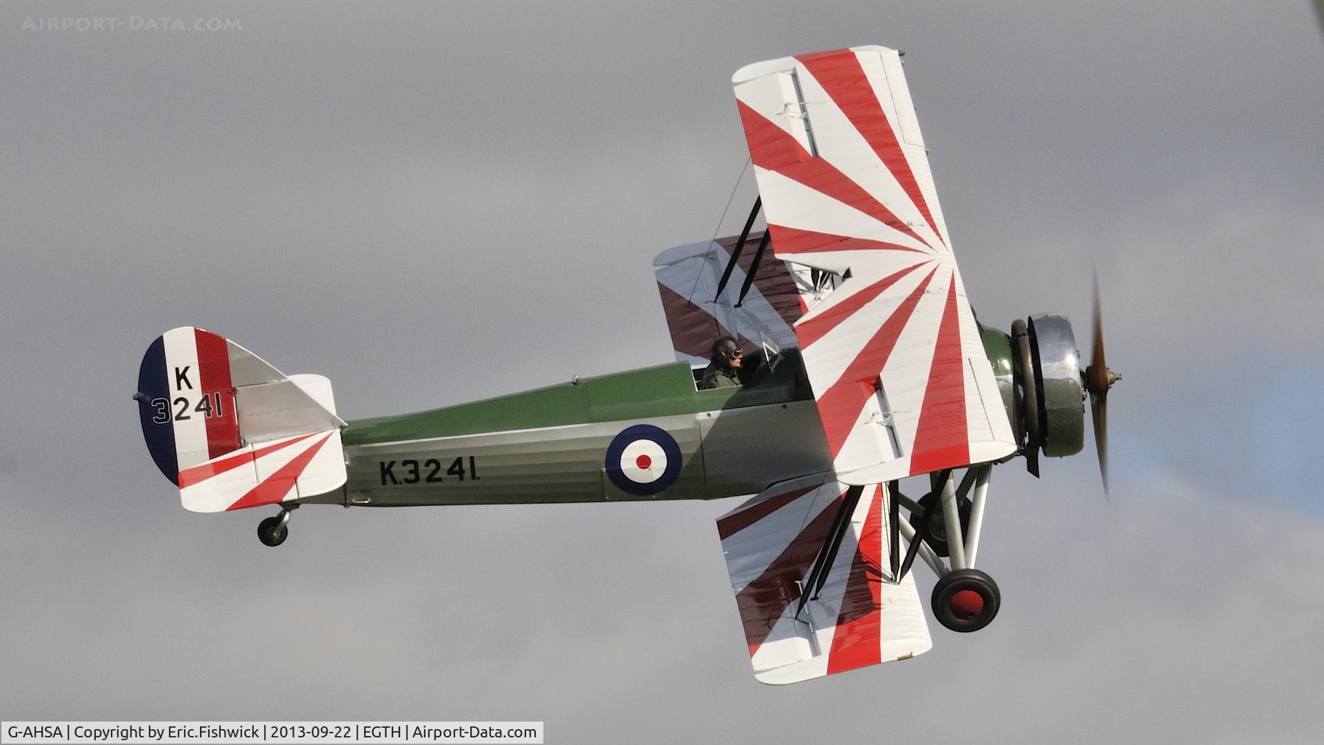 G-AHSA, 1933 Avro 621 Tutor C/N K3215, 42. G-AHSA in spirited display mode at Shuttleworth Uncovered Air Display, Sept. 2013