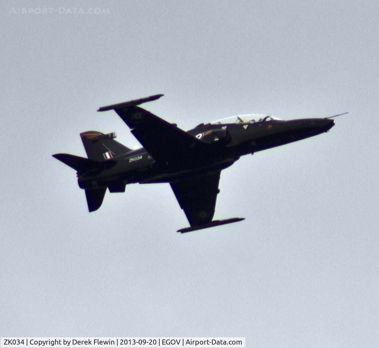 ZK034, 2010 British Aerospace Hawk T2 C/N RT025/1263, Hawk T2 coded Y of 4(R) Sqn downwind for runway 32 at RAF Valeey Anglesey.
