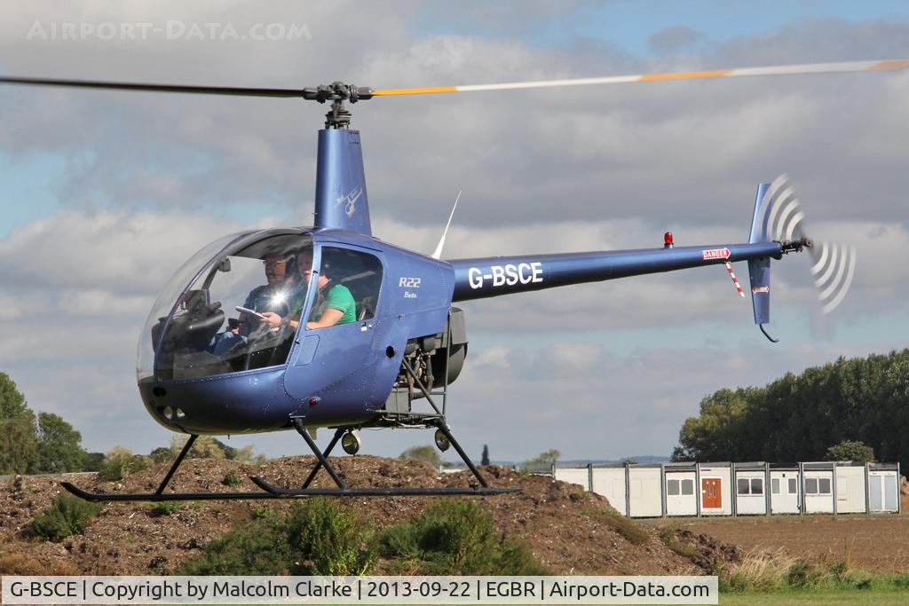 G-BSCE, 1989 Robinson R22 Beta C/N 1245, Robinson R22 Beta at The Real Aeroplane Club's Helicopter Fly-In, Breighton Airfield, September 22 2013.