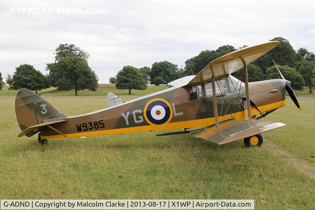 G-ADND, 1936 De Havilland DH.87B Hornet Moth C/N 8097, De Havilland DH-87B Hornet Moth at The De Havilland Moth Club's 28th International Moth Rally at Woburn Abbey. August 2013.
