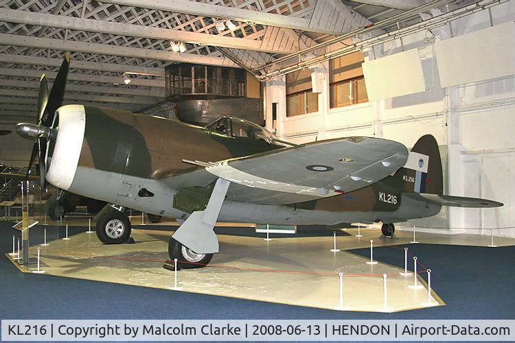 KL216, 1945 Republic P-47D Thunderbolt C/N 399-55834, Republic P-47D Thunderbolt at The RAF Museum, Hendon, June 2008.